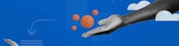 an illustration of a hand reaching out to a blue background